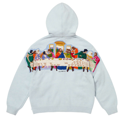 Supreme Last Supper Embroidered Zip Up Hooded Sweater "SS 25 - Light Blue"
