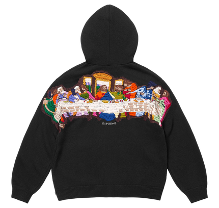 Supreme Last Supper Embroidered Zip Up Hooded Sweater "SS 25 - Black"