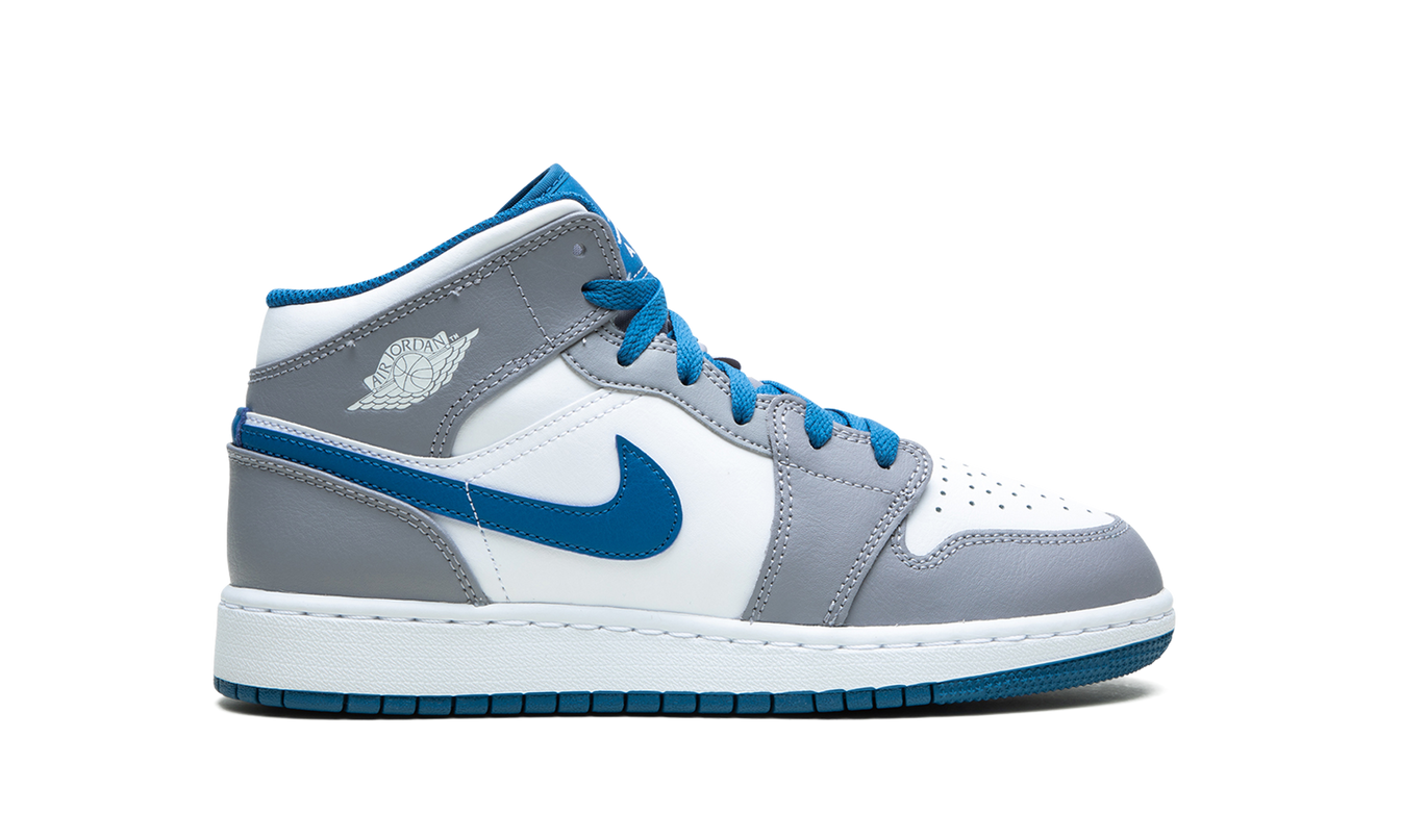 Air Jordan 1 Mid GS "Cement / True Blue"