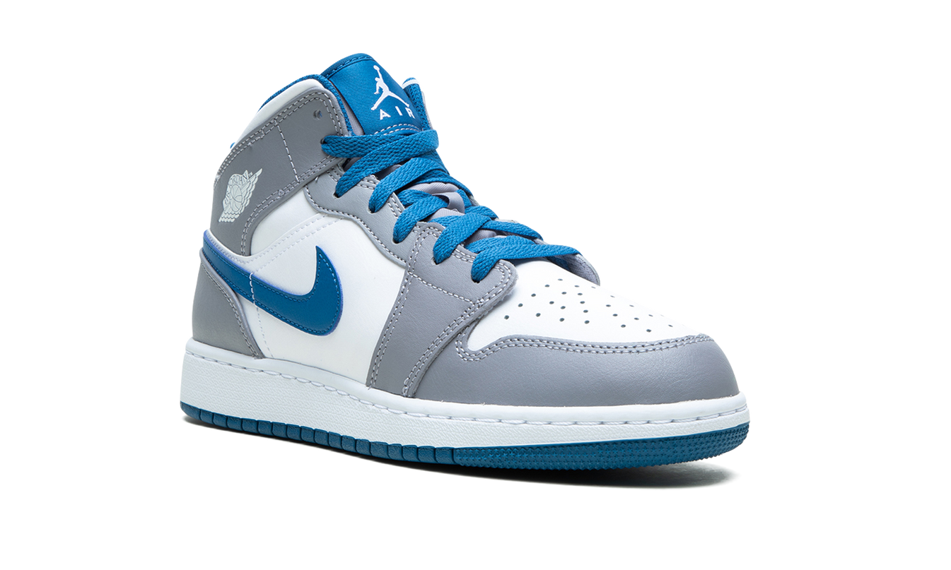 Air Jordan 1 Mid GS "Cement / True Blue"