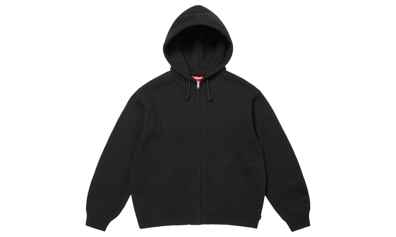 Kapuzenpullover mit Reißverschluss und Stickerei „Letztes Abendmahl“ „SS 25 – Schwarz“