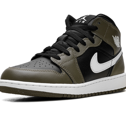 Air Jordan 1 Mid GS "Black White Olive"