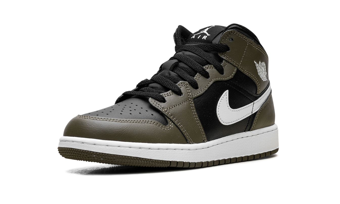 Air Jordan 1 Mid GS "Black White Olive"
