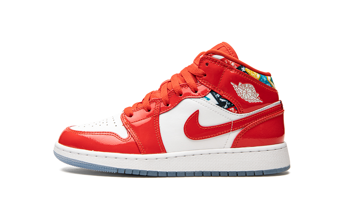 Air Jordan 1 Mid SE GS "Barcelona Sweater Red Patent"
