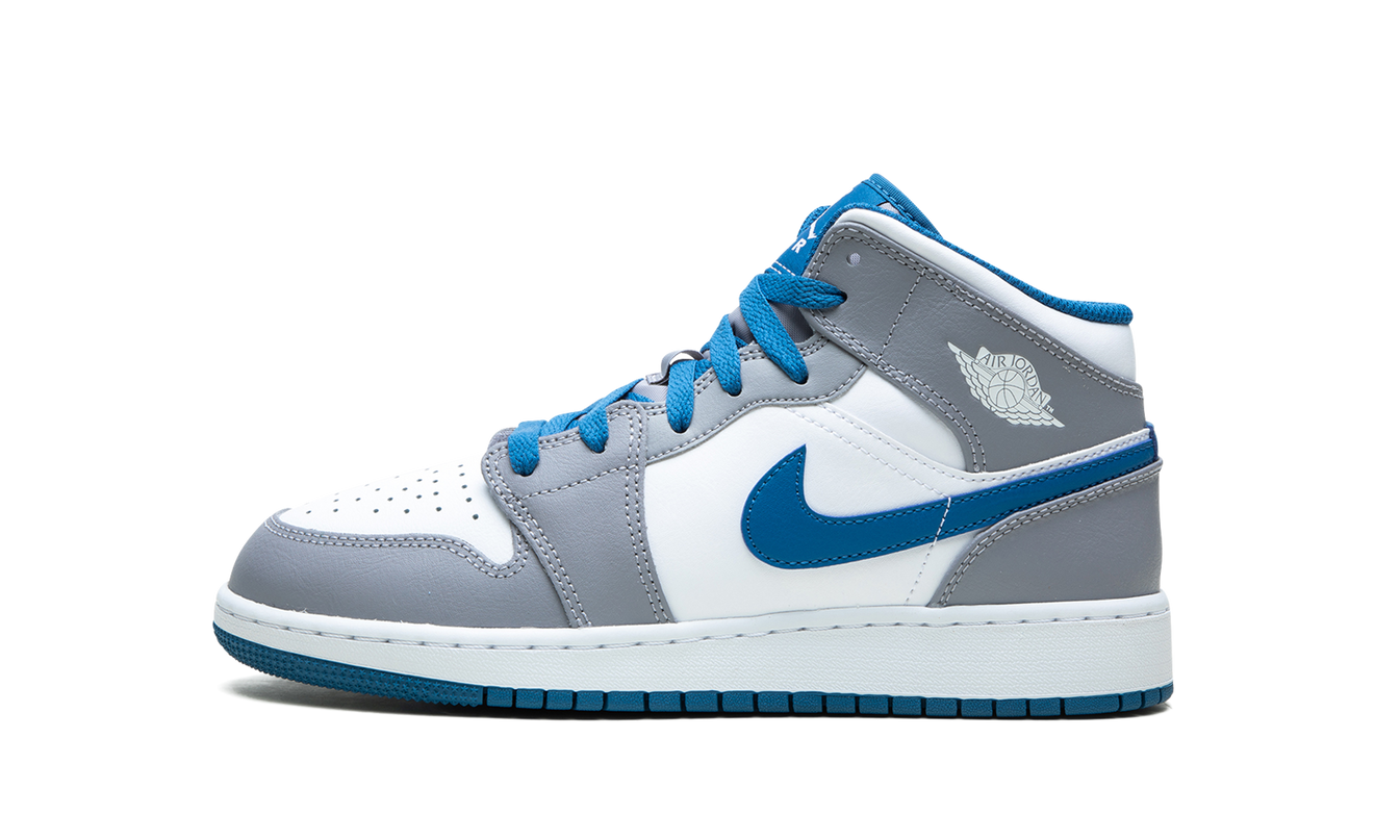 Air Jordan 1 Mid GS "Cement / True Blue"