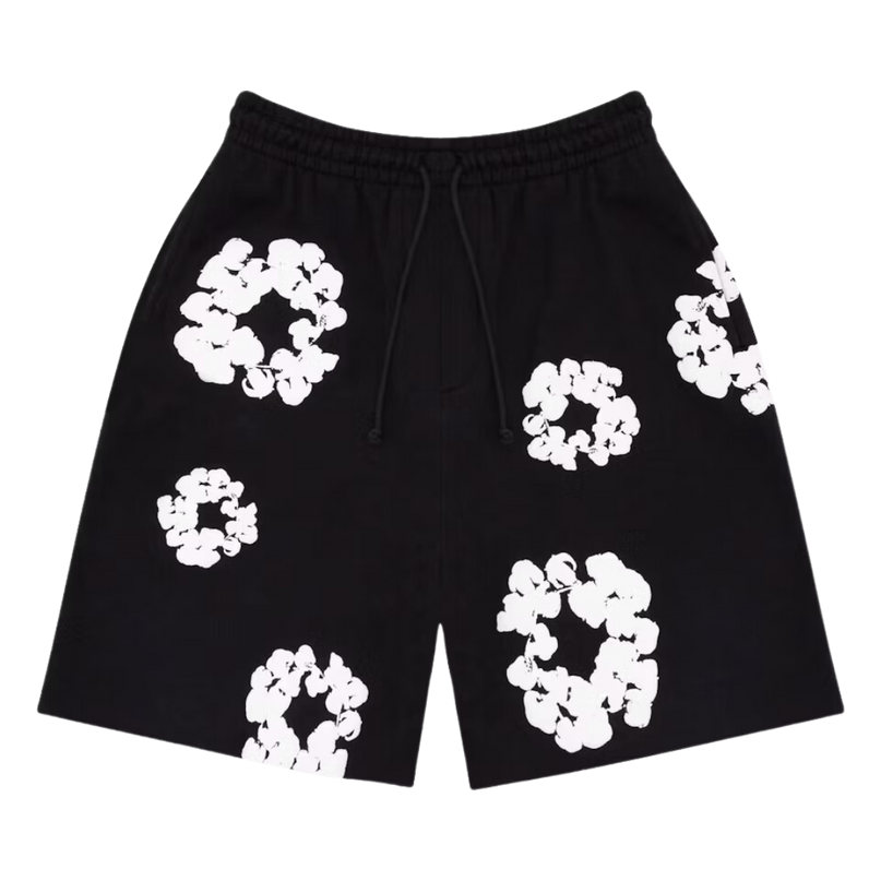 Denim Tears – Shorts mit Baumwollkranz in Schwarz