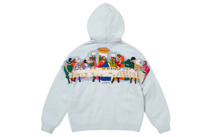 Supreme Last Supper Embroidered Zip Up Hooded Sweater 