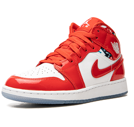 Air Jordan 1 Mid SE GS "Barcelona Sweater Red Patent"