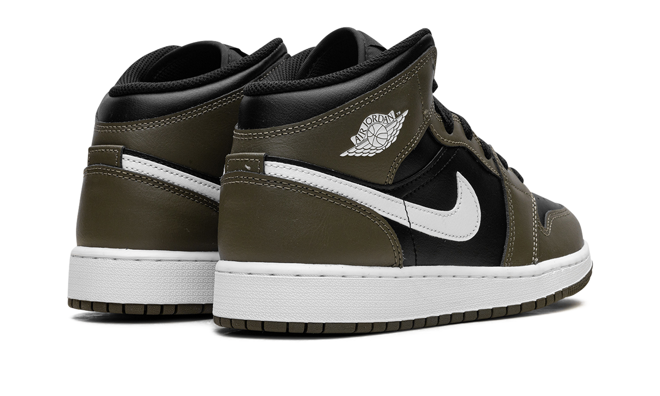Air Jordan 1 Mid GS "Black White Olive"