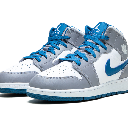 Air Jordan 1 Mid GS "Cement / True Blue"