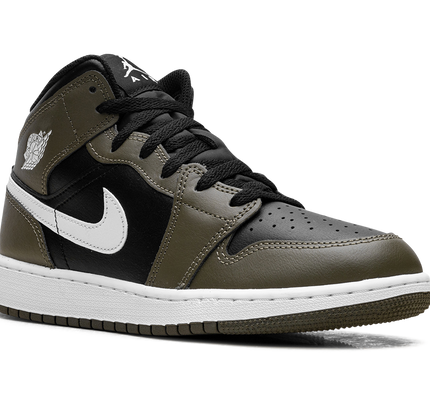 Air Jordan 1 Mid GS "Black White Olive"