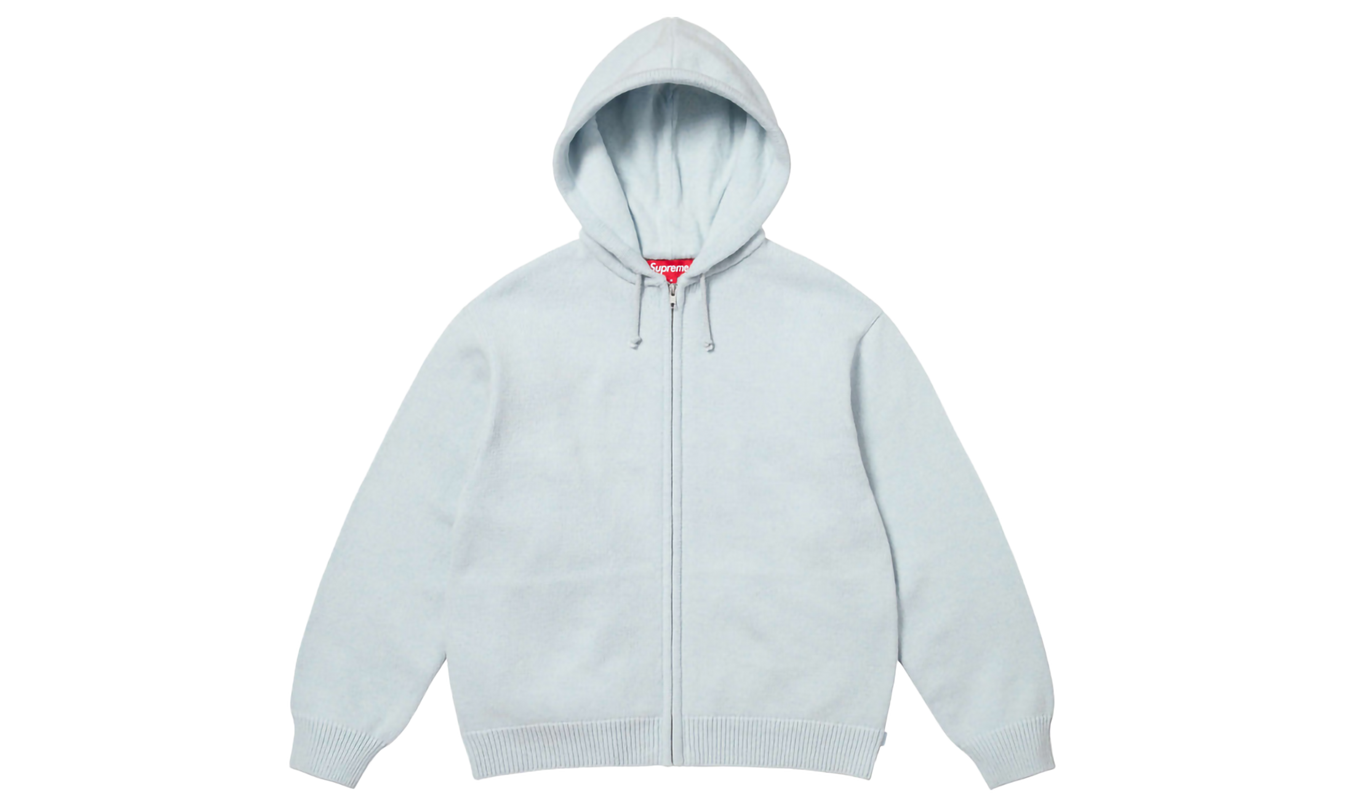 Kapuzenpullover mit Reißverschluss und Stickerei „Letztes Abendmahl“ „SS 25 – Hellblau“