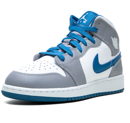 Air Jordan 1 Mid GS "Cement / True Blue"