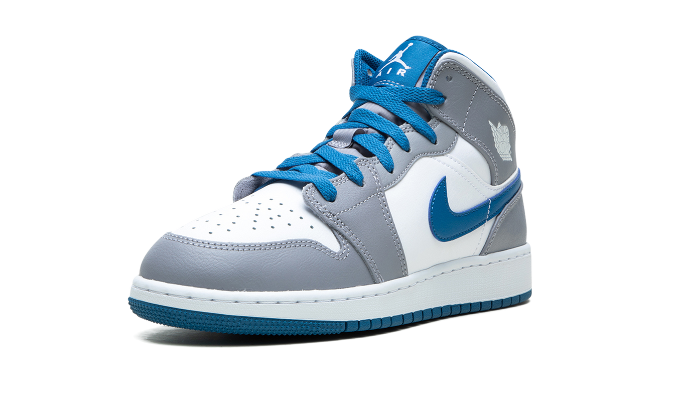 Air Jordan 1 Mid GS "Cement / True Blue"