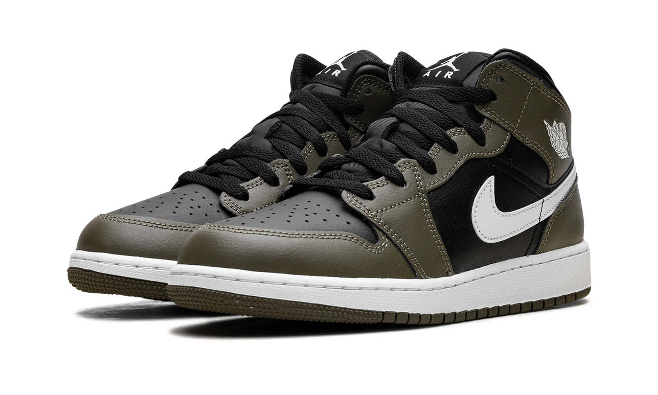 Air Jordan 1 Mid GS "Black White Olive"