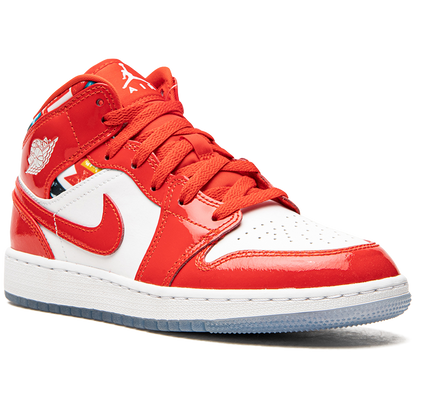 Air Jordan 1 Mid SE GS "Barcelona Sweater Red Patent"