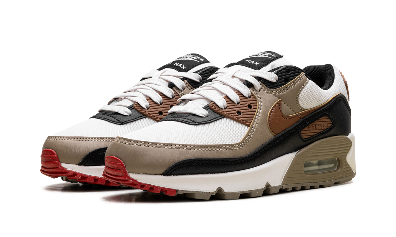 Nike Air Max 90 WMNS "Phantom Black Fire Red Light British Tan"