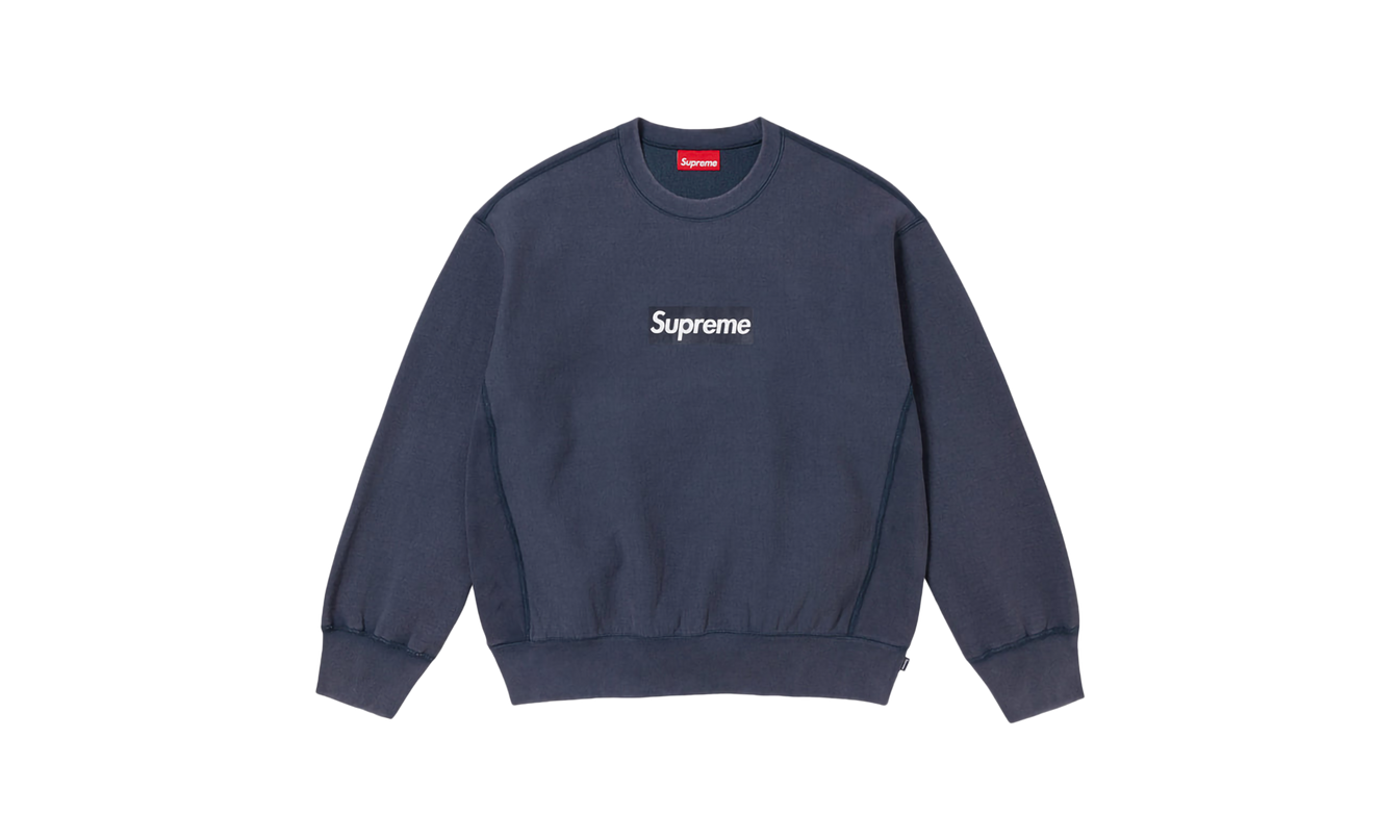 Gewaschener Box-Logo-Rundhalsausschnitt „SS 25 – Navy“