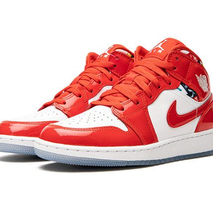 Air Jordan 1 Mid SE GS "Barcelona Sweater Red Patent"