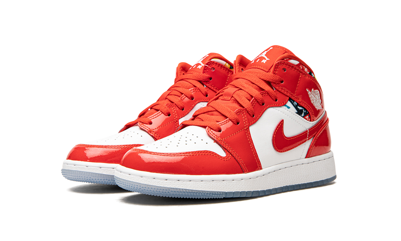Air Jordan 1 Mid SE GS "Barcelona Sweater Red Patent"