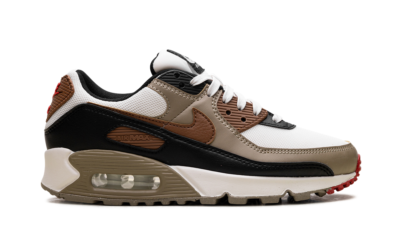 Nike Air Max 90 WMNS "Phantom Black Fire Red Light British Tan"