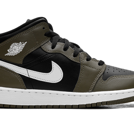 Air Jordan 1 Mid GS "Black White Olive"