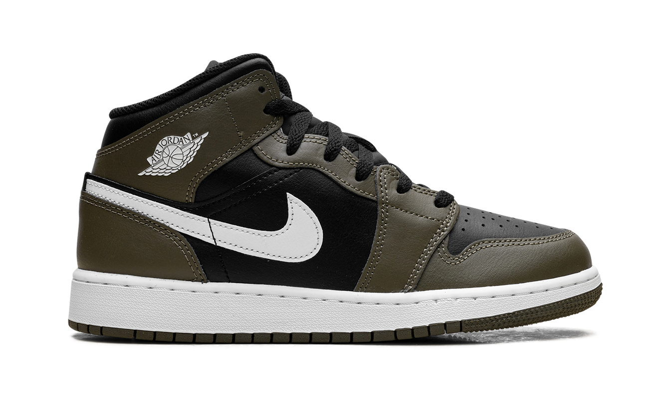 Air Jordan 1 Mid GS "Black White Olive"