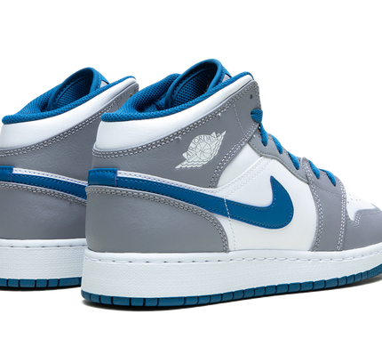 Air Jordan 1 Mid GS "Cement / True Blue"