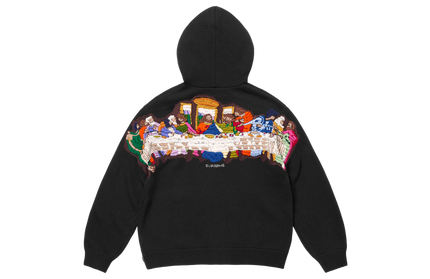 Kapuzenpullover mit Reißverschluss und Stickerei „Letztes Abendmahl“ „SS 25 – Schwarz“