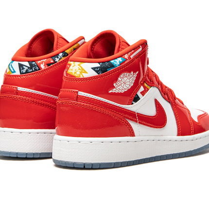 Air Jordan 1 Mid SE GS "Barcelona Sweater Red Patent"