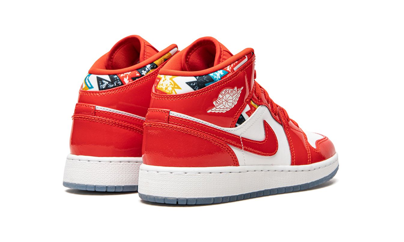 Air Jordan 1 Mid SE GS "Barcelona Sweater Red Patent"